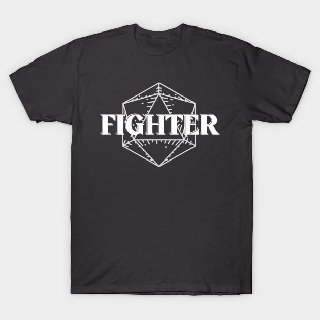 D20 Fighter Class Symbol Print T-Shirt by DungeonDesigns